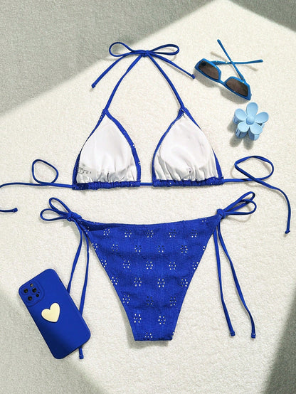 Bikini de playa sexy de color sólido con huecos para mujer