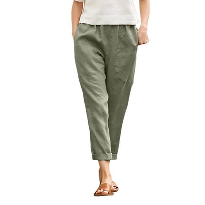 Women's Casual Cotton Linen Straight Leg Pants