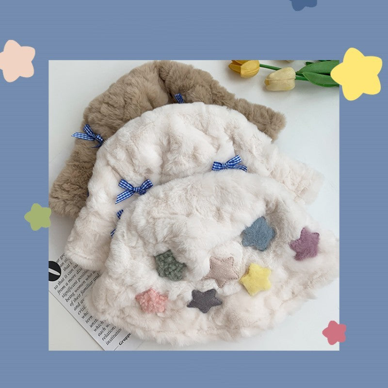 Sombreros de pescador de felpa de moda para mujer en color caqui y blanco