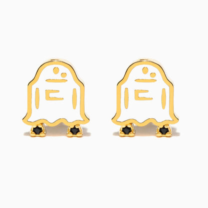 Pendientes creativos de Halloween con dibujos animados de cobre bañados en oro