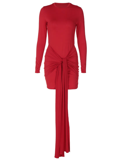 Women Sexy Bodycon Long Sleeve Dress in Solid Color