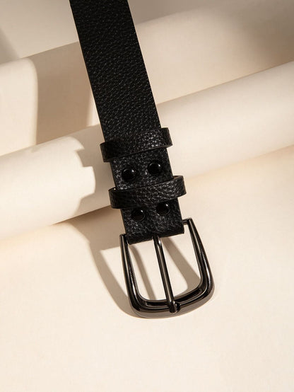 Ceinture à boucle simple à motif litchi pour femme
