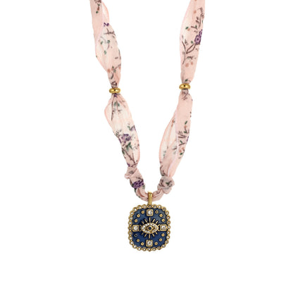 Collar con colgante de bufanda de seda con aceite multicolor a la moda para mujer