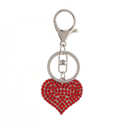 Llavero con colgante de corazón de diamantes de imitación para mujer
