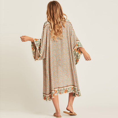 Cardigan imprimé floral pour femme, mode vacances plage