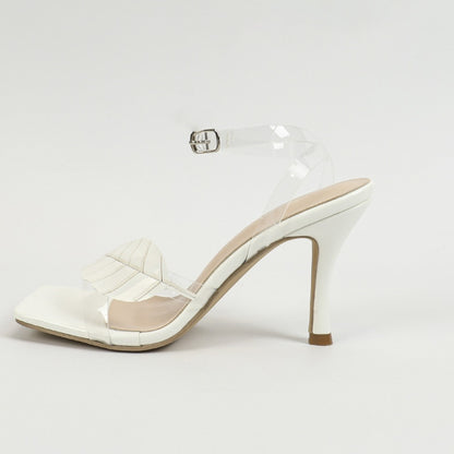 Zapatos de tacón alto con punta cuadrada y hojas de color liso sexys para mujer