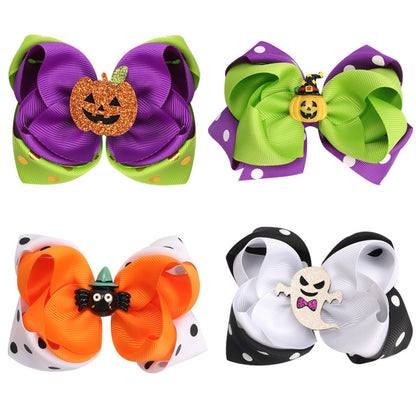 Halloween Funny Double Color Bow Hairpin for Children