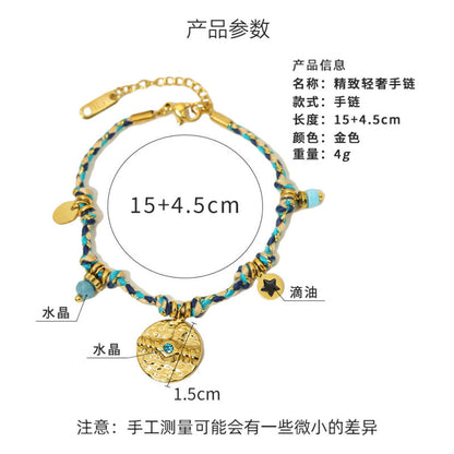 Pulsera de monedas de acero inoxidable de 18 quilates estilo bohemio
