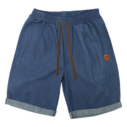 Short décontracté en denim de coton avec cordon de serrage pour homme