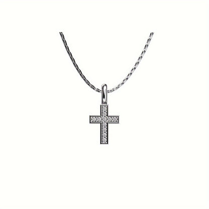 Men Fashion Simple Zircon Cross Pendant Necklace