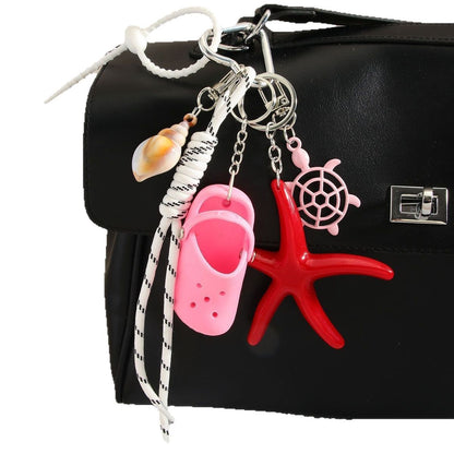 Creative Mini Slippers Starfish Keychain