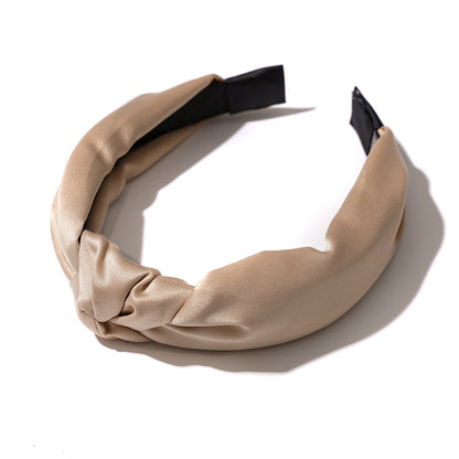 Bandeau à cheveux rétro en satin pour femme, accessoire de coiffure de couleur unie pour un look élégant