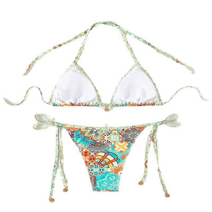 Bikini sexy con cuello halter y estampado a la moda para mujer