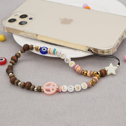 Creative Evil Eye Design Beads Phone Case Lanyard