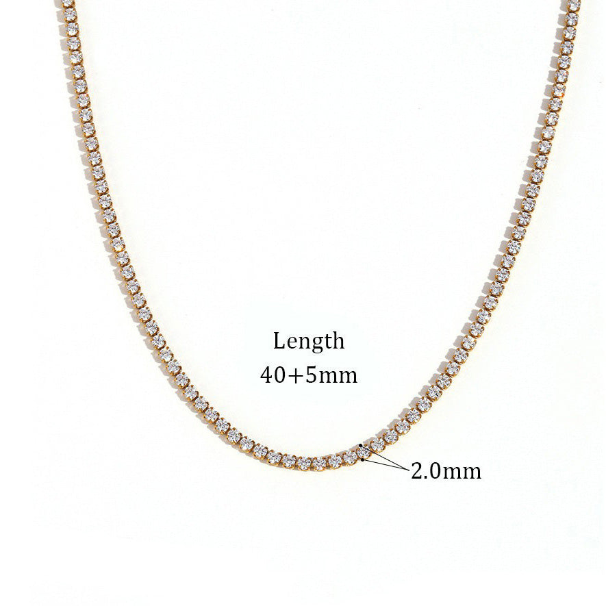 Collar de circonitas simple de moda para mujer, colgante geométrico de acero inoxidable