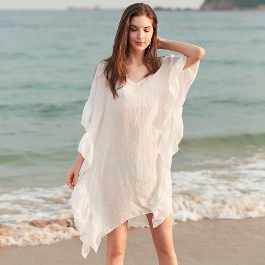 Summer Women Casual Beach Bat Shirt Cover-Up