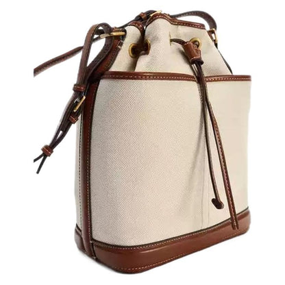 Sac seau tendance en denim avec coutures en PU