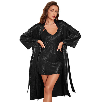 Ensemble pyjama deux pièces en soie imprimée sexy pour femme