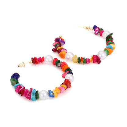 Pendientes de perlas multicolores bohemios