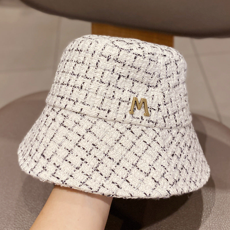 Sombreros de pescador vintage con letra M de metal para mujer