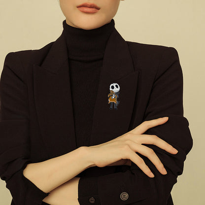 Broches en métal pour femmes, motif tête de mort, goutte d'huile, mode Halloween