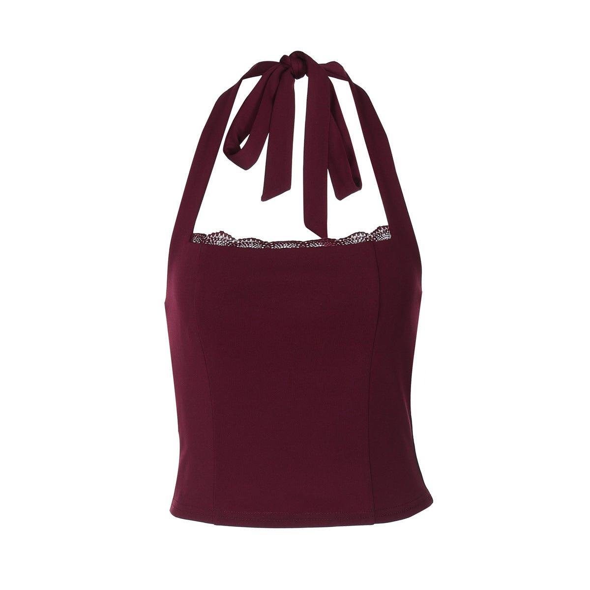 Women Fashion Sexy Halter-Neck Backless Lace-Up Crop Top