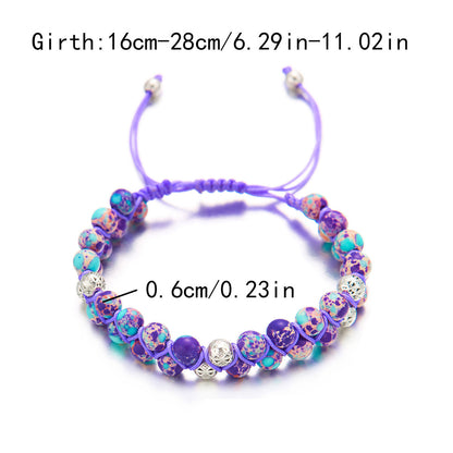 Women Fashion Casual Boho Handmade Woven Double-Layer Winding Natural Stone Bracelet