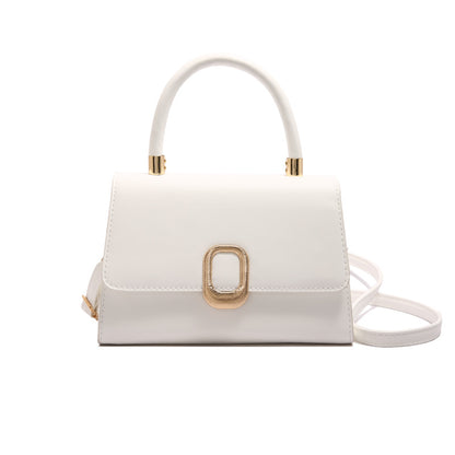 Bolso de hombro cuadrado pequeño con hebilla de metal simple e informal para mujer - Bandolera minimalista de PU