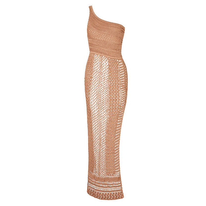 Vestido de bikini de punto de color liso para mujer para vacaciones en la playa