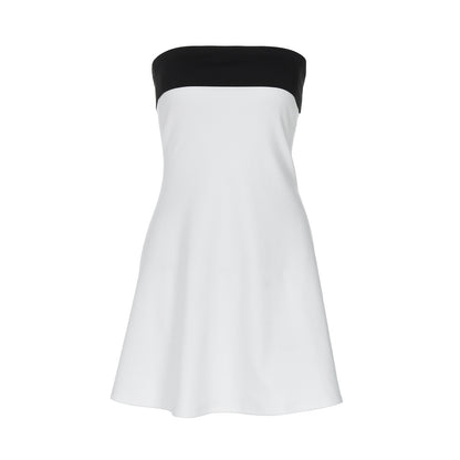 Vestido ajustado con top de tubo y colores contrastantes a la moda para mujer