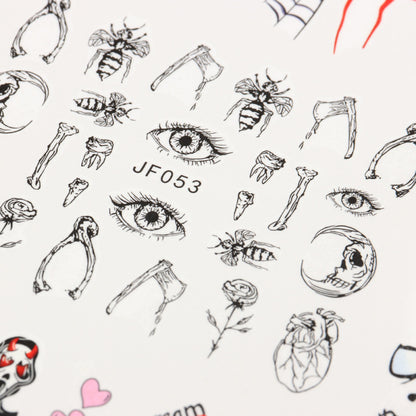 Halloween Series Funny Skull Bone Ghost Diy Nail Sticker