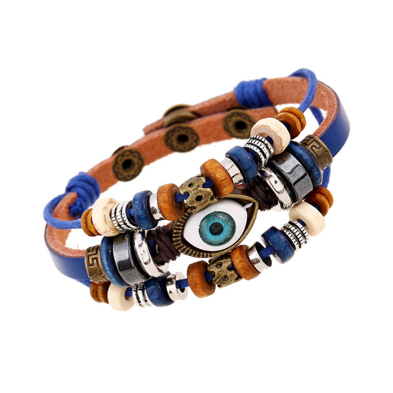 Bohemian Luck Eye 3-Layer PU Leather Bracelet