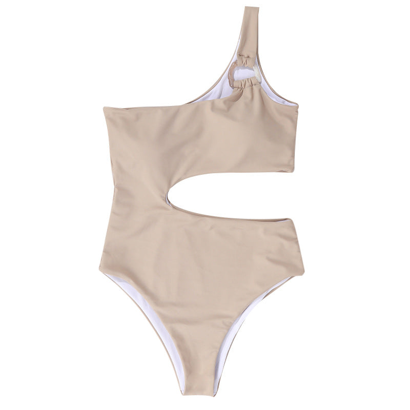 Traje de baño de una pieza sexy de color sólido a la moda para mujer