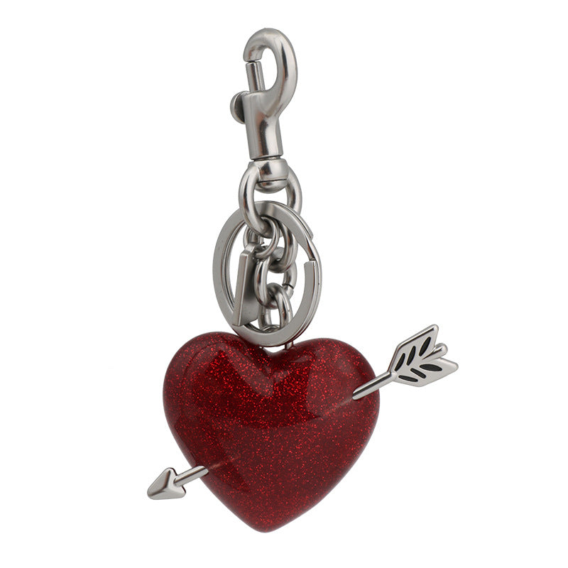 Llavero con colgante de bolso rojo de resina estilo urbano para mujer