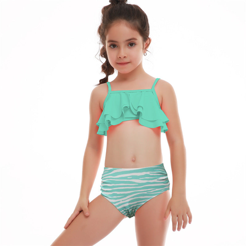 Kids Girls Casual Cute Floral Print Tankinis Swimwear