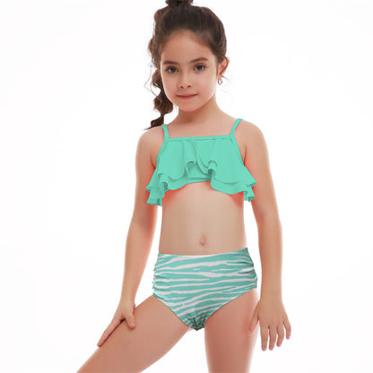 Kids Girls Casual Cute Floral Print Tankinis Swimwear