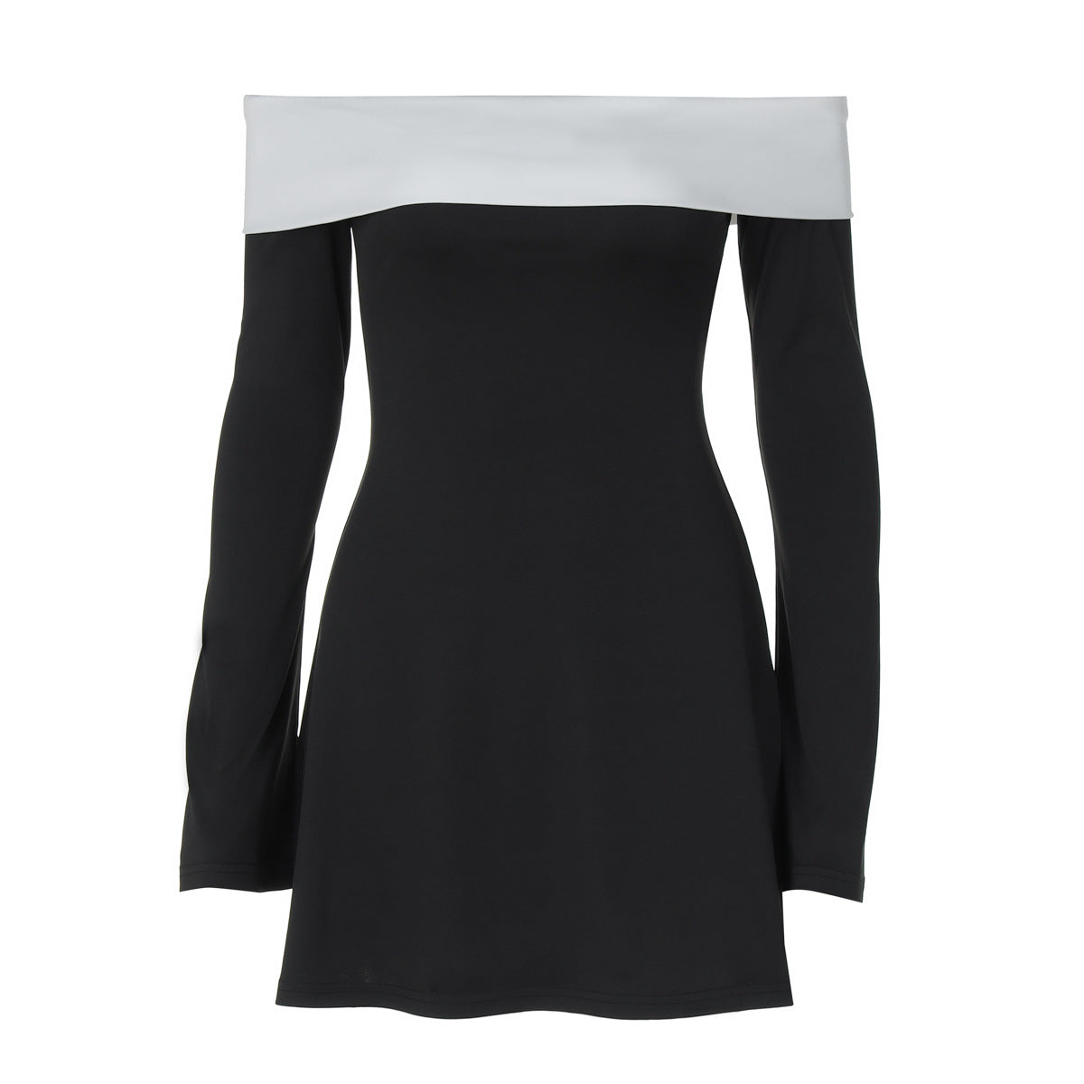 Vestido mini sexy de manga larga con hombros descubiertos para mujer