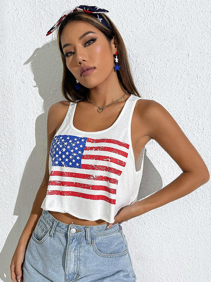 Camiseta sin mangas con estampado de bandera para mujer