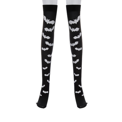 Women Funny Halloween Skeleton Bat Spider Web Stockings