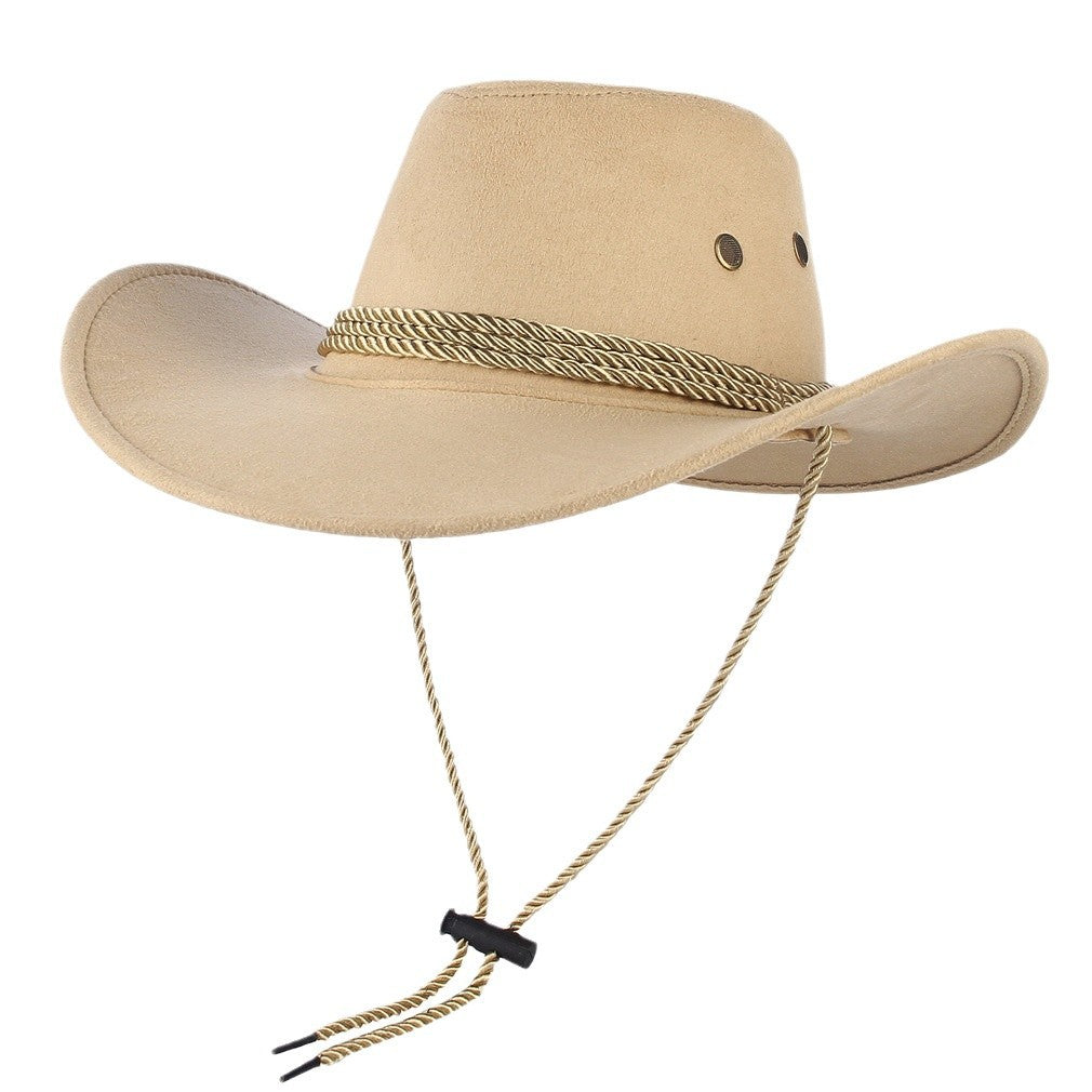 Sombrero parasol retro de gamuza estilo western para hombre y mujer