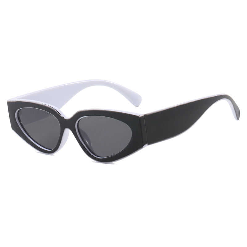 Lunettes de soleil tendance pour femmes, style chat, colorblock, avec monture en polycarbonate
