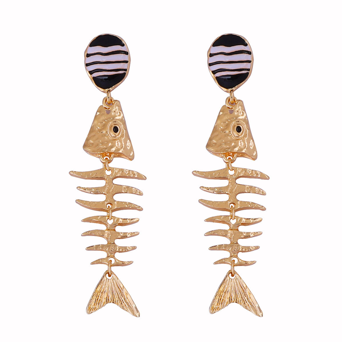 Women’s Retro Alloy Oil Drop Fish Bone Earrings