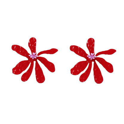 Personalized Exaggerated Metal Floral Earrings - Unique Flower Style Jewelry