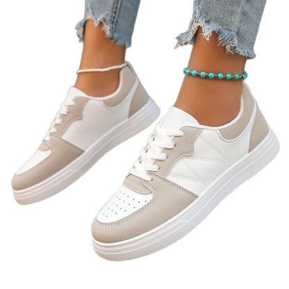Zapatillas informales transpirables con contraste para mujer - Zapatos de punta plana