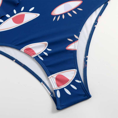 Traje de baño de dos piezas con estampado de mal de ojo sexy para mujer