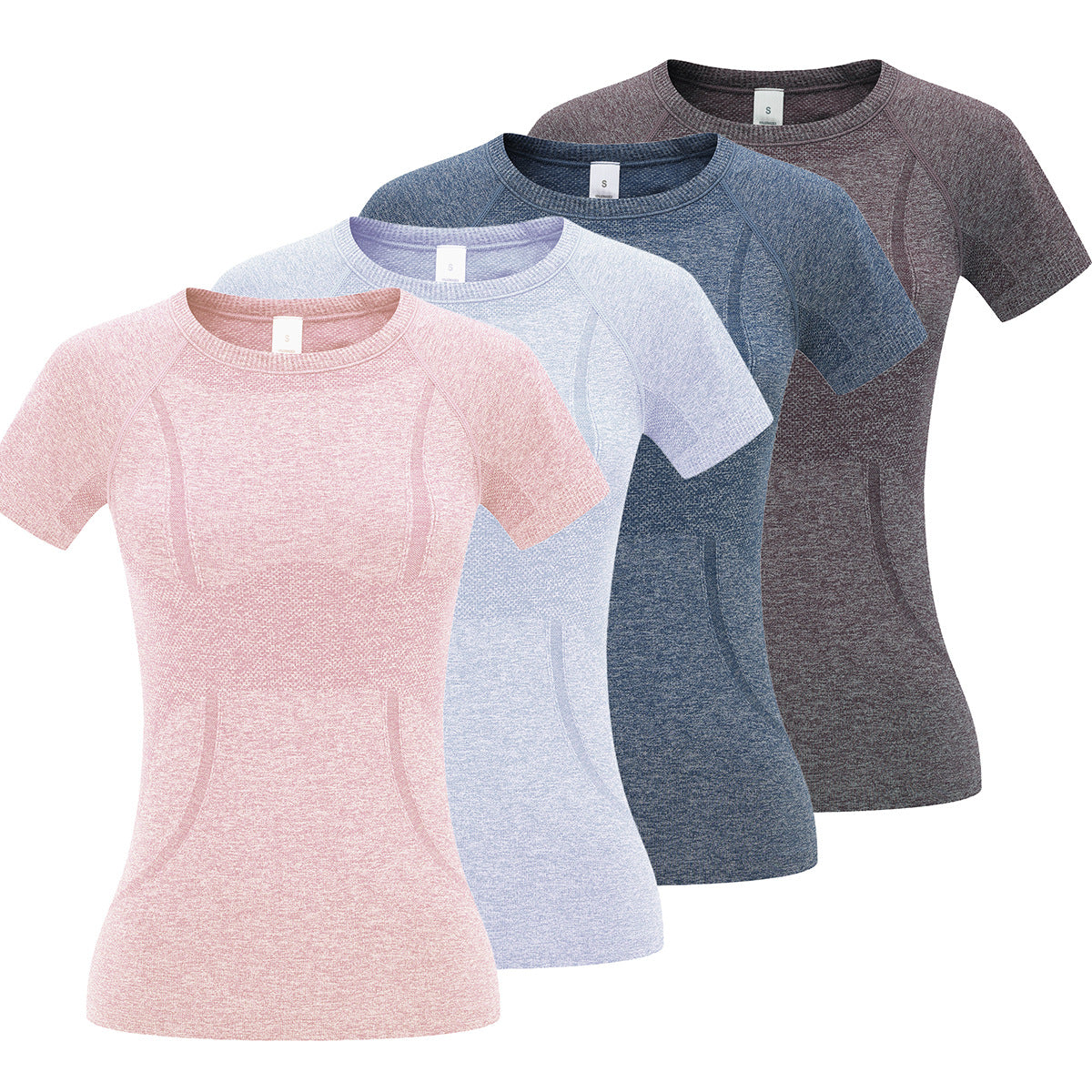 T-shirt de yoga à manches courtes et col rond pour femme, séchage rapide