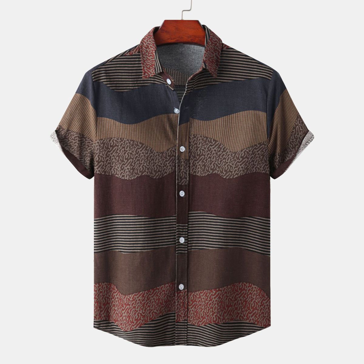Camisa informal de solapa de moda de verano para hombre