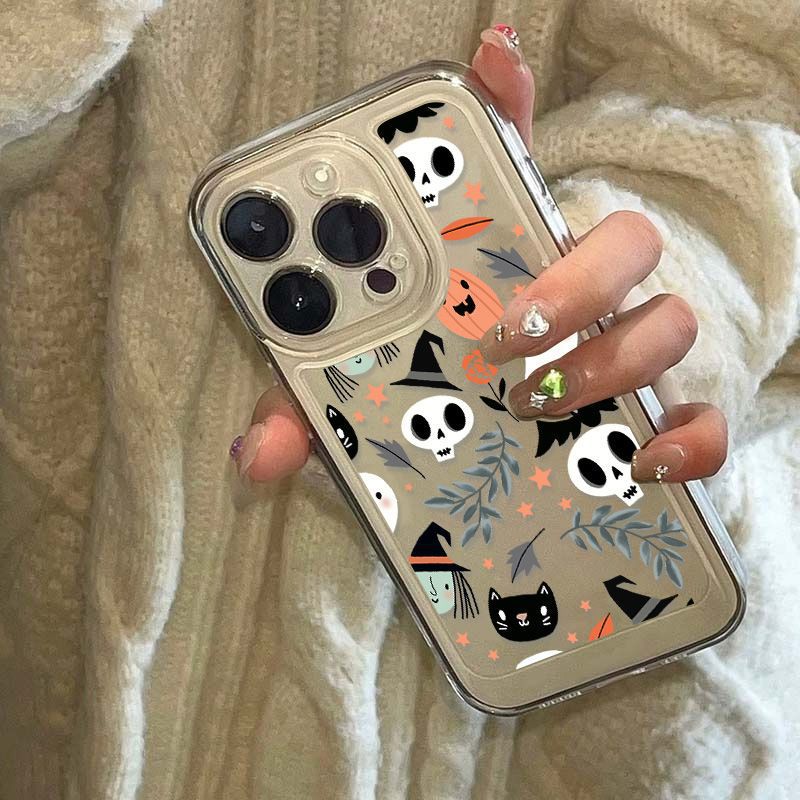 Women Cartoon Ghost Pumpkin Apple TPU Phone Case