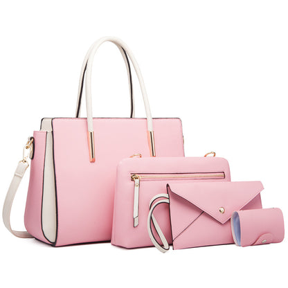 Conjuntos de bolsos de moda con bloques de color, bolsos de hombro de PU para mujer