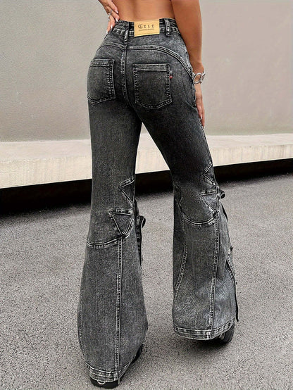 Street Women Fashion Detachable Snapped Jeans